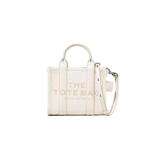 Marc Jacobs The Leather Mini Tote Bag in Cotton & Silver
