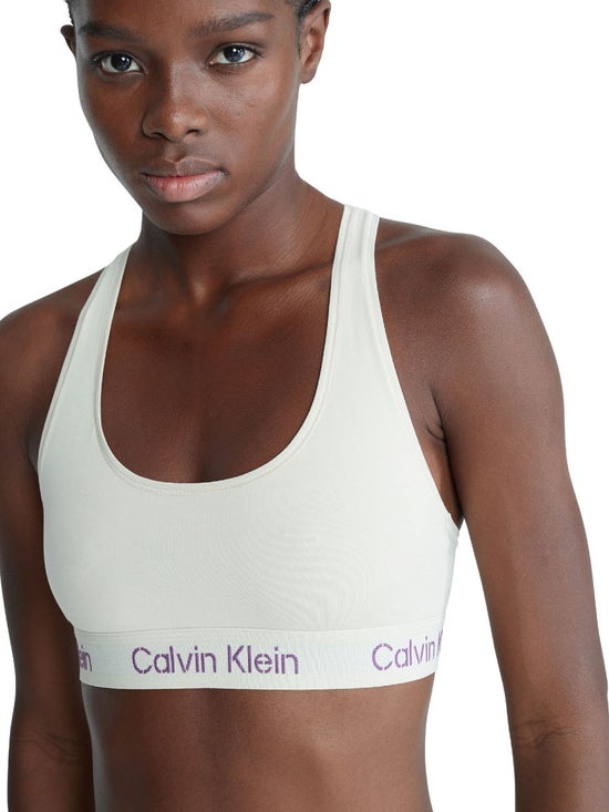 30.0% OFF on CALVIN KLEIN Women's Stencil Logo Modern Cotton Lightly Lined  Bralette White