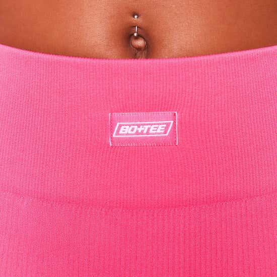 Bo+Tee Hot Pink - Strong Petite Ribbed Butt Lifting Leggings
