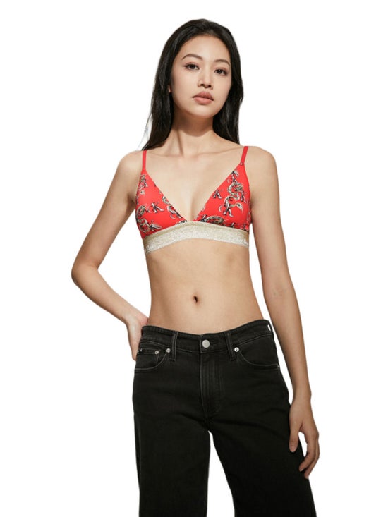 CALVIN KLEIN Women's Holiday Cny Micro Lightly Lined Triangle Bralette Red  