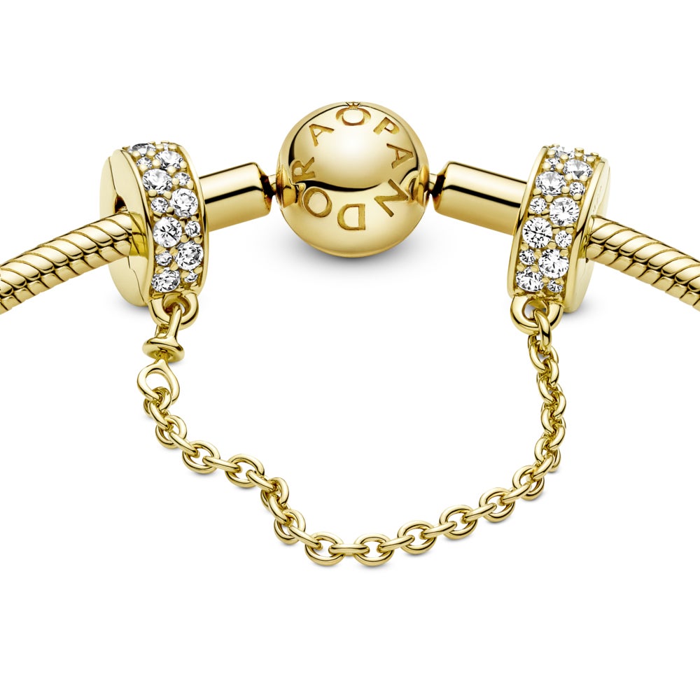 10.0 OFF on PANDORA Gold Pandora Shine safety chain with clear