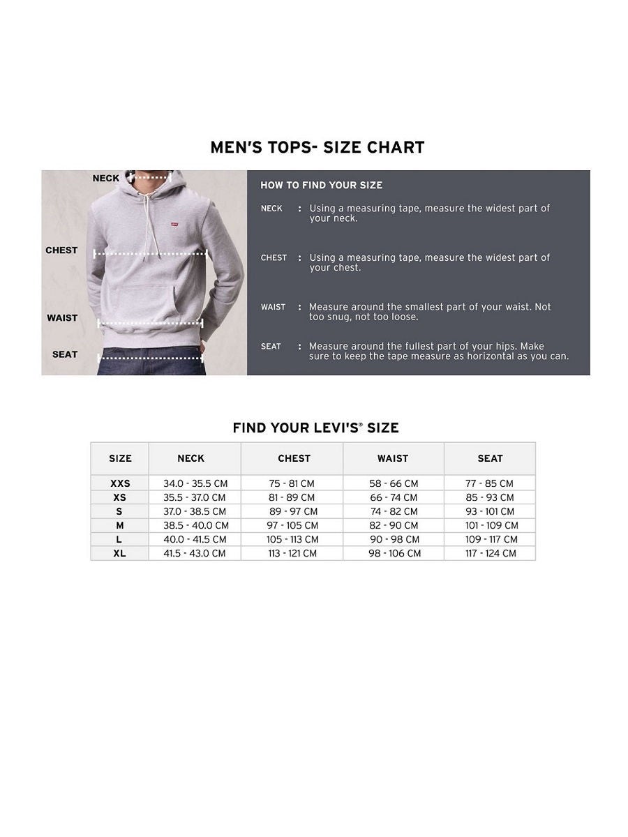 Levis t shirt men's size chart deals