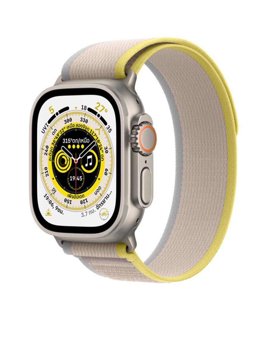 APPLE Apple Watch Ultra GPS Cellular, 49mm Titanium Case with  Yellow/Beige Trail Loop M/L