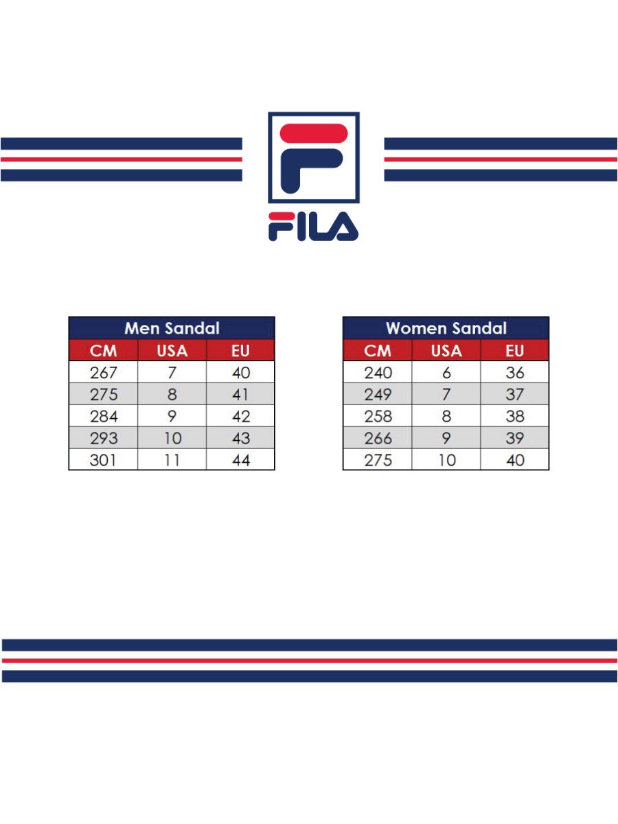 Size guide fila shoes deals