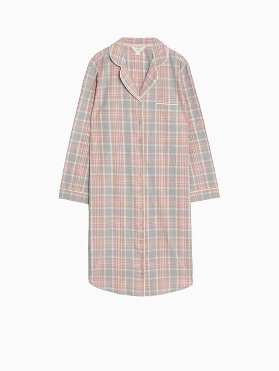 30.0% OFF on Marks & Spencer Women Nightshirt Pure Cotton Checked Long ...