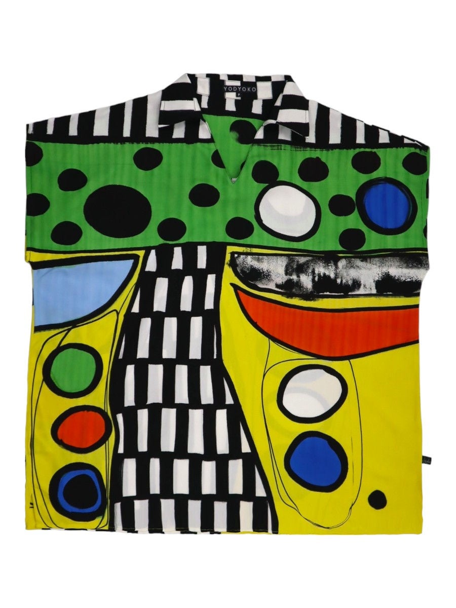 YODYOKO Woman Blouse - Yellow : Black box with multicolor circles