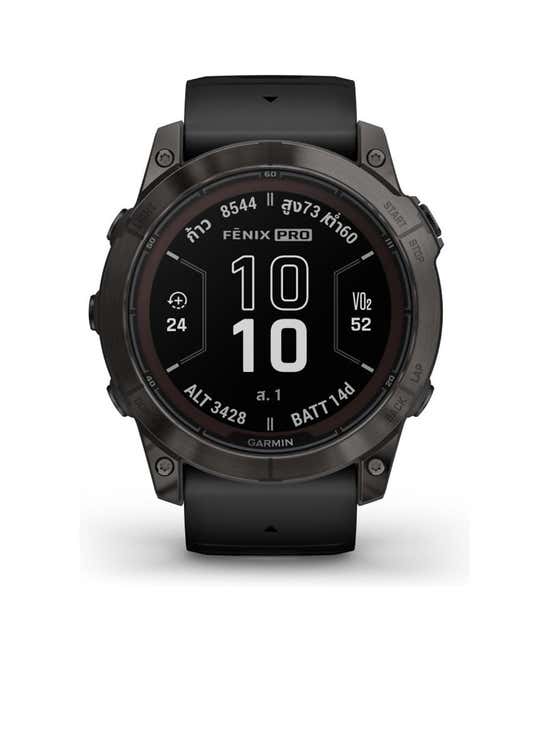 GARMIN Smartwatch Fenix 7X Pro Sapphire Solar Carbon Gray Titanium with  Black 