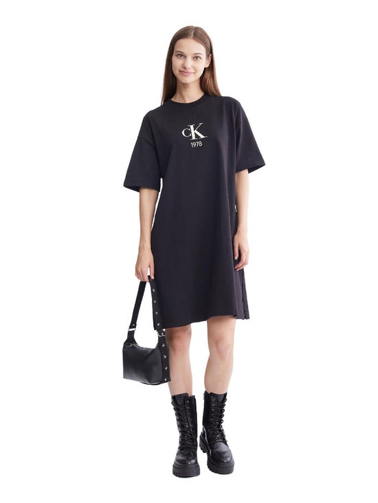 15.0% OFF on CALVIN KLEIN Women's Slim Fit Varsity Tee Dress Black