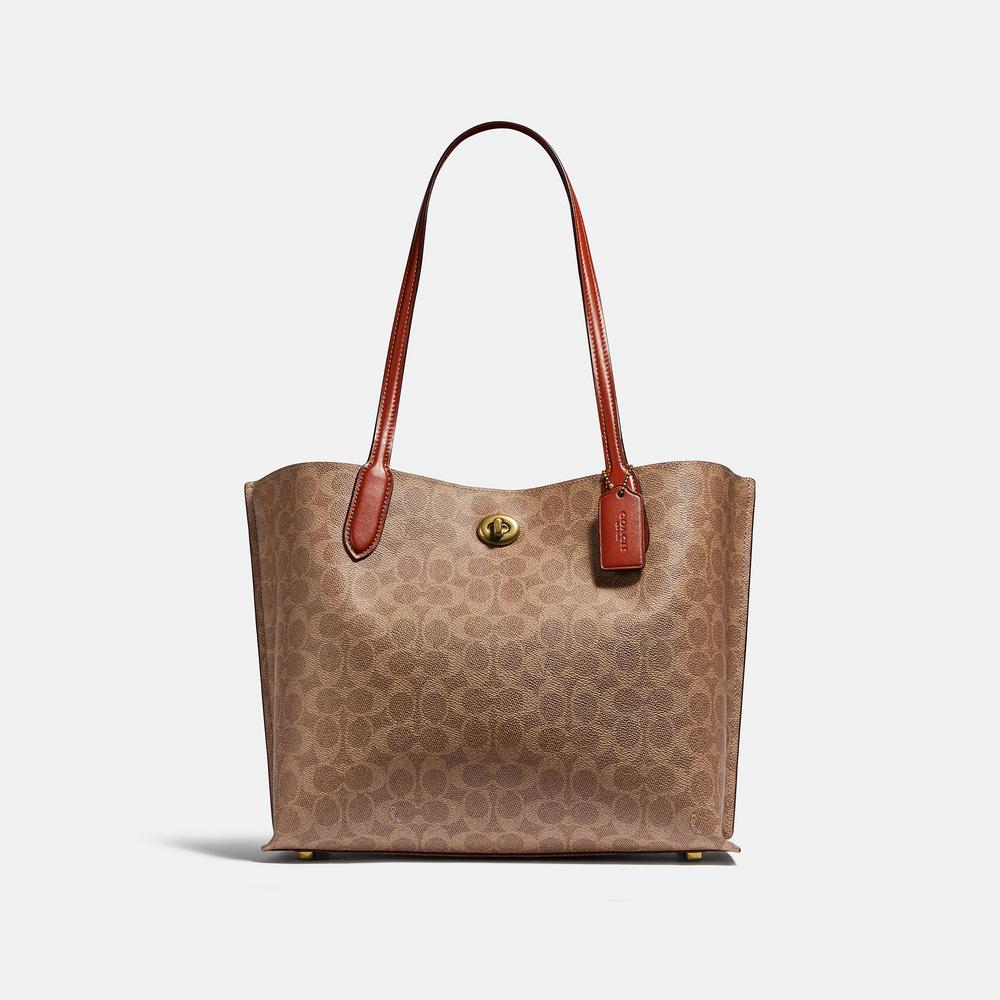COACH Willow Tote In Signature Canvas B4/Tan Rust   Central.co.th