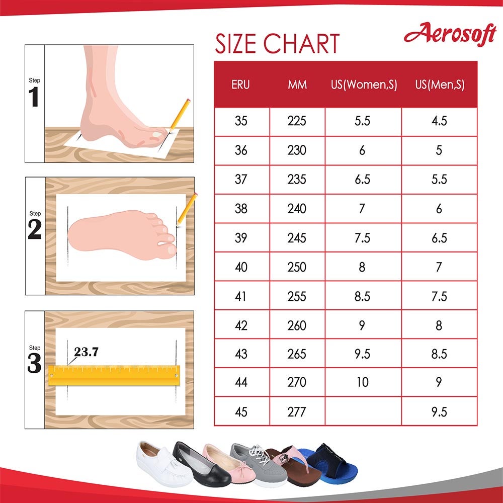 Aerosoft slippers size chart clearance