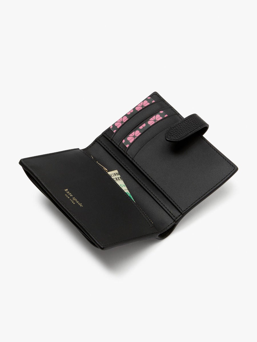 KATE SPADE NEW YORK HUDSON PEBBLED LEATHER SMALL BIFOLD WALLET