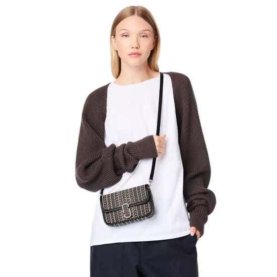 Marc Jacobs Beige & Black 'The Monogram J Marc' Shoulder Bag