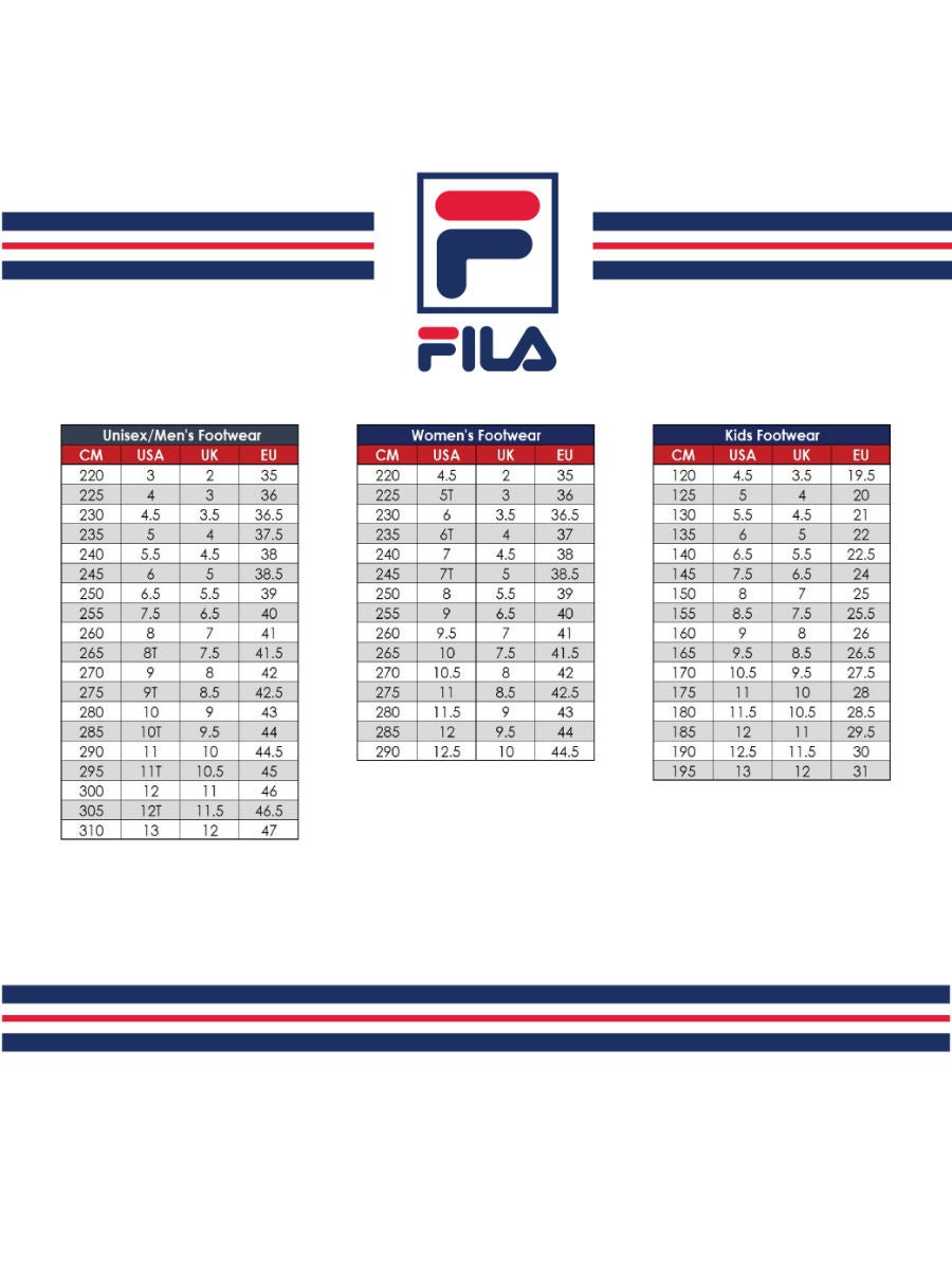 Fila shoes discount size guide
