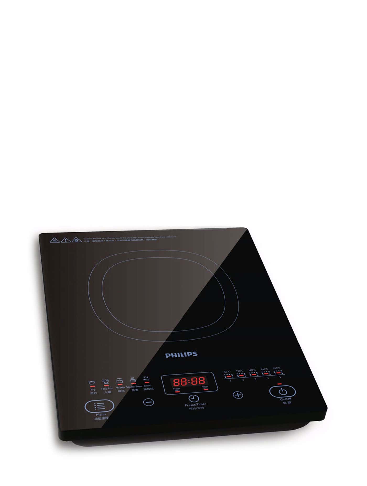 Black 2900 Watts Power Double Induction Cooktop, Preset Cooking