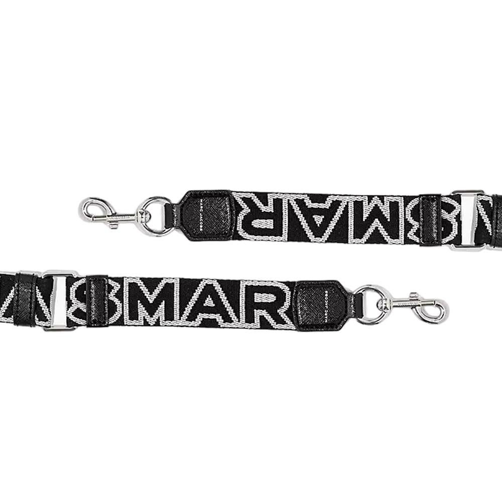 e Tax MARC JACOBS THE THIN OUTLINE LOGO WEBBING STRAP BLACK