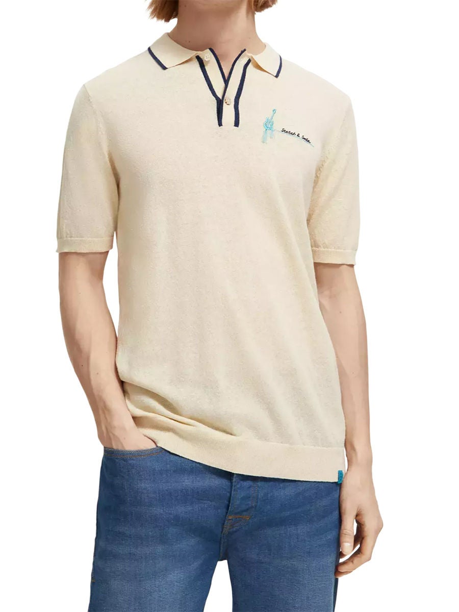 e-Tax  30.71% OFF on SCOTCH&SODA Men Polo Regular Fit Knitted Stone