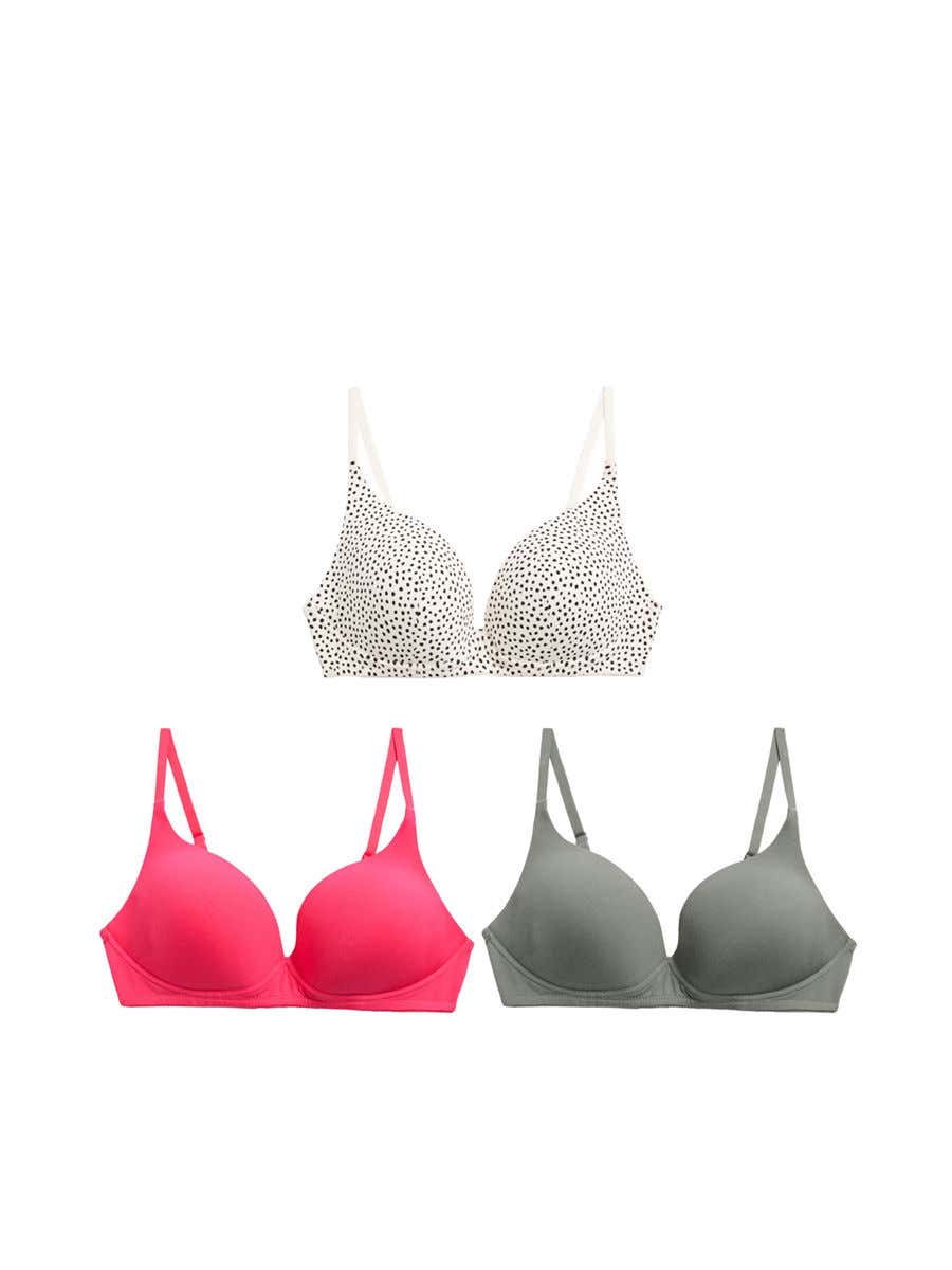 20.0% OFF on Marks & Spencer 3 Pack Cotton Rich Non Wired T-Shirt Bras A-E  T333276PY4