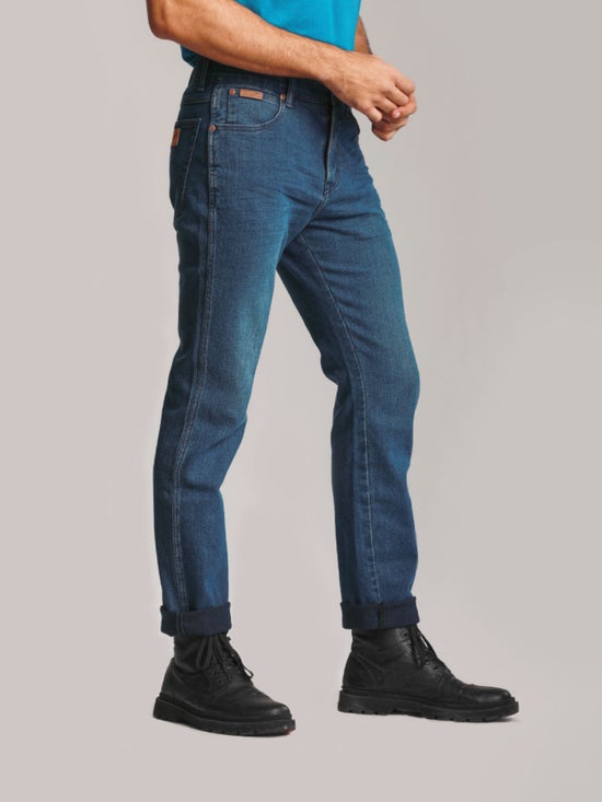32.97% OFF on WRANGLER Men\'s Slim Fit Biker Texas Jeans Collection Look Denim Mid