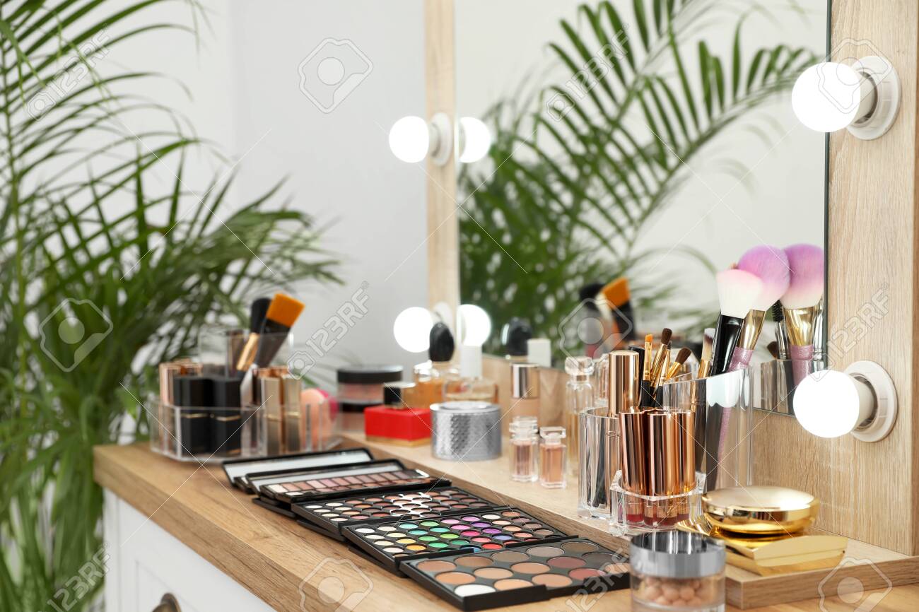 dressing table with cosmetic