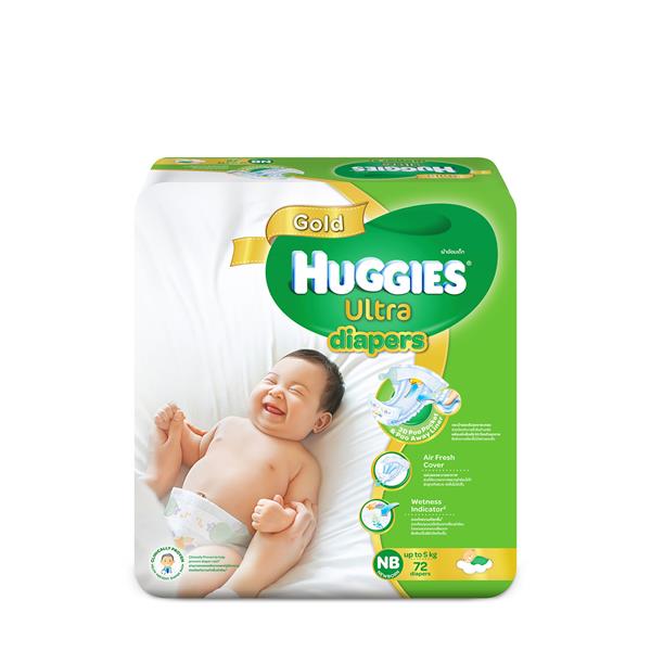 HUGGIES ผ้าอ้อมเด็ก Ultra Gold Diapers Super Jumbo ไซส์ Newborn