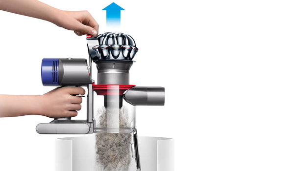 DYSON V8 ถังเก็บฝุ่นที่สามารถทิ้งฝุ่นได้อย่างง่ายดาย