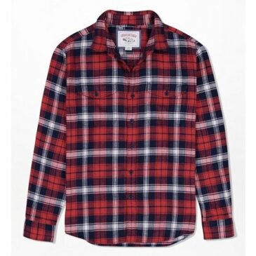 CASUAL AMERICAN EAGLE FANNEL SHIRT HOLIDAY RED