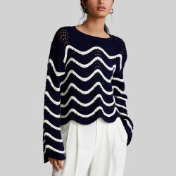 POLO RALPH LAUREN Scalloped-Stripe Merino Wool Sweater