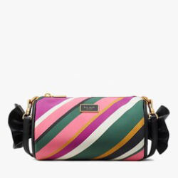 kate spade New York กระเป๋าสะพายข้าง Sweet Treats Festive Multi Stripe Jacquard Small Barrel Bag