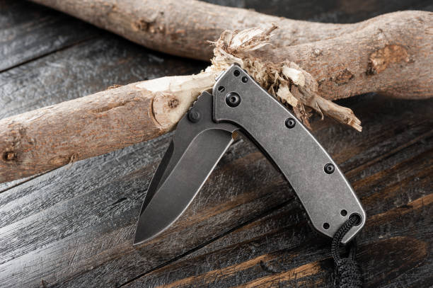 stainless steel pocketknife with blackwash finish on blade and handle