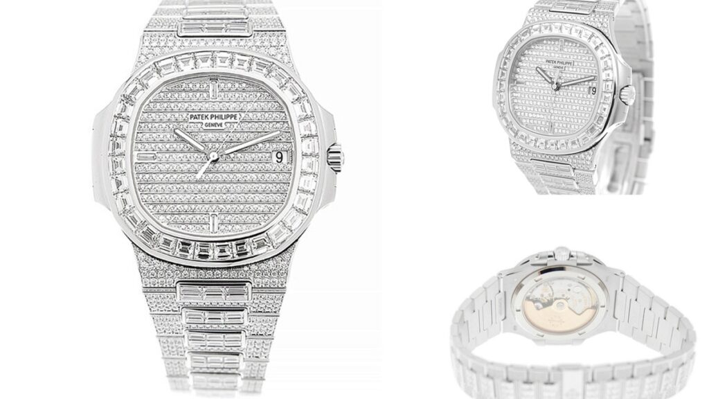 bambam luxury watch 3 - PATEK PHILIPPE Nautilus Automatic Diamond Silver Dial Watch